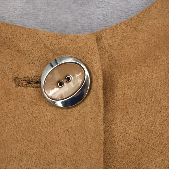 Susan Graver Jacket Plus Size 1X Camel Beige Faux Suede Lined Long Blazer Pocket - Picture 6 of 14